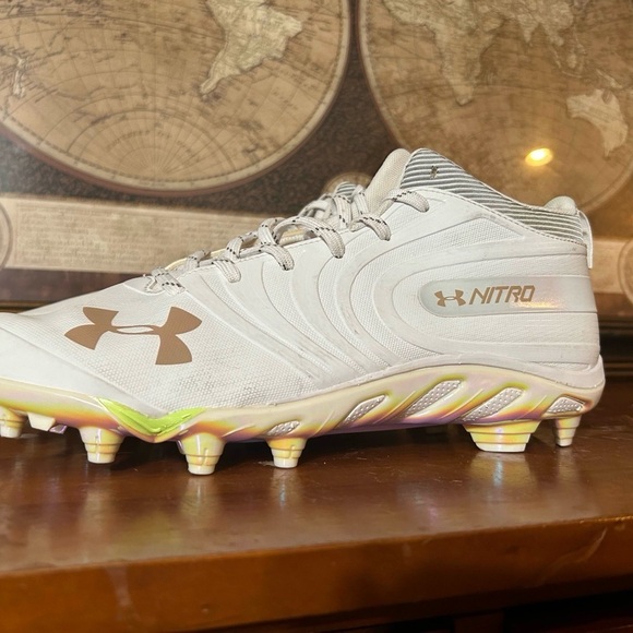 Under Armour • Mens Nitro Mid MC Football Cleats in White - Picture 3 of 5